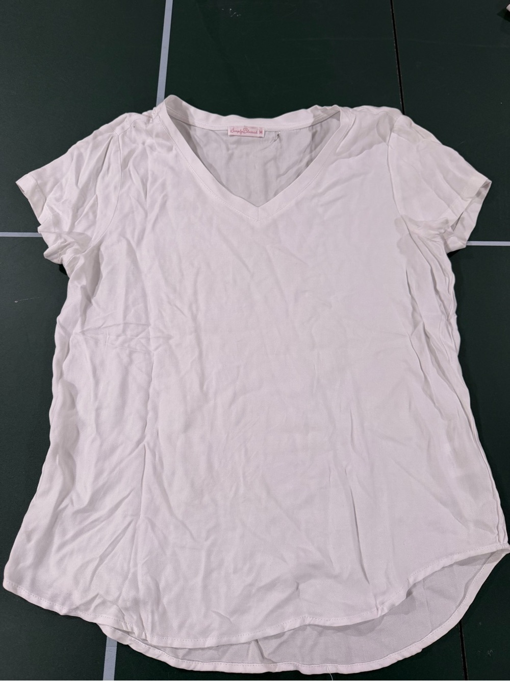 Lucky Brand Women's White V-Neck Short Sleeve Tee